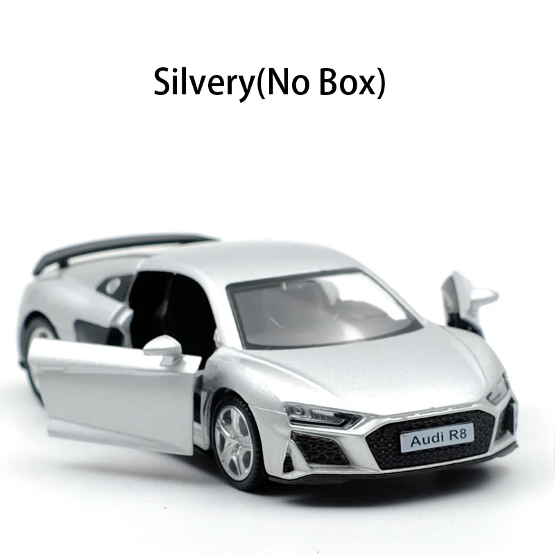 Silvery (no box) RMZ CITY 1:36 R8 Coupe Супер спортивный автомобиль литая под давлением модель автомобиля игрушка с оттягиванием для детей подарки коллекция игрушек - Цвет: Silvery (no box)