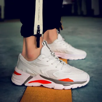 

clunky shoes for men thick sole height increase air mesh male sneakers outdoor fashion man lace up footwear