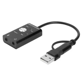

External Sound Card USB 2.0 Type-C to 3.5mm Jack Headphone Microphone Audio Adapter for Windows Mac Linux Android