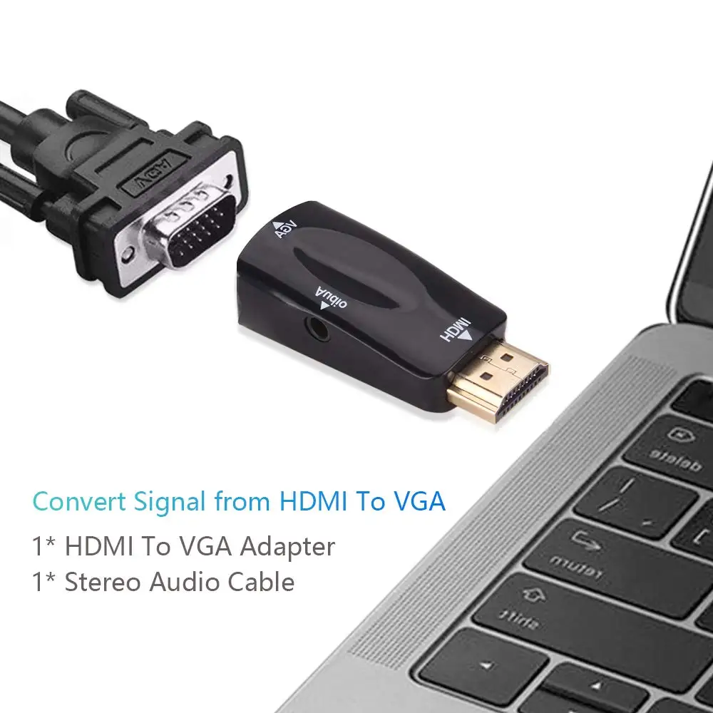  Adattatore da HDMI a VGA Audio Cavo Convertitore Maschio a Femmina HD 1080P Per PC TV Del Computer 
