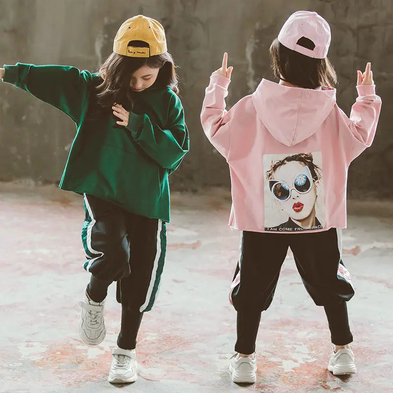 

Teenage Girls Clothing Fall Casual Tracksuit Children Girl Hooded Sweatshirt+Pencil Foot Pants 2Pcs Set Kids Sport Suit 2019 New