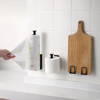 

Iron Kitchen Shelf Towel Roll Paper Holder Cling Film Storage Rack Kitchen Organizer Toilet Wall Mounted Paper Dispenser Rack