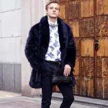 Осенняя синяя кожаная куртка из искусственного меха норки, Мужская зимняя утолщенная теплая меховая кожаная куртка, мужские свободные куртки jaqueta de couro b158