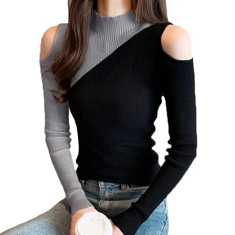 

Long Sleeve Sweater Strapless 2020 Basic Autumn Winter Sweater Pullover Women Female Knitted Sweater Slim Long Sleeve Badycon