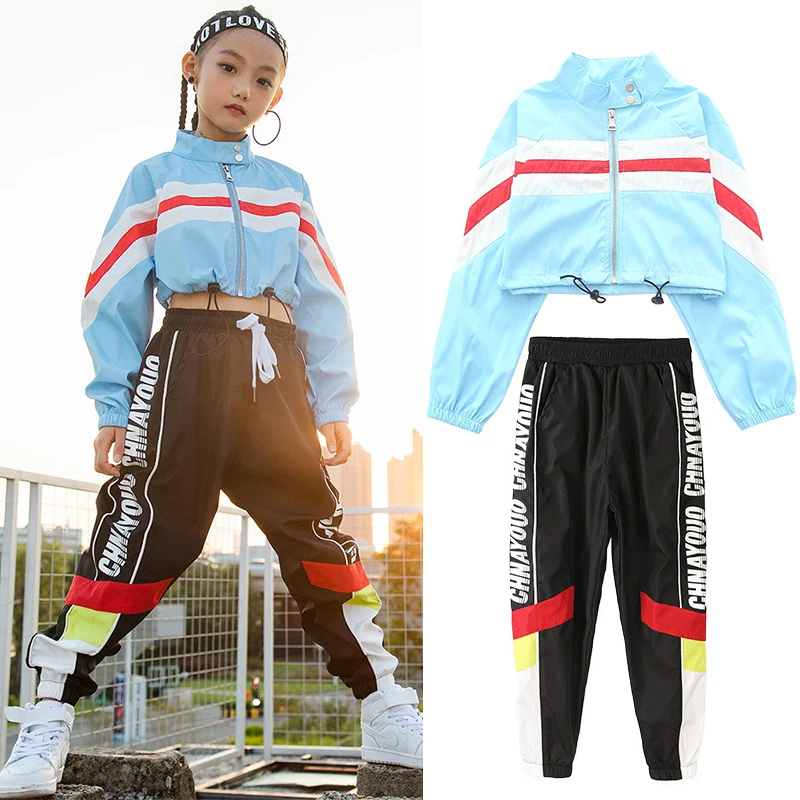 Hip Hop Dance Costumes Long Sleeved Jacket Black Pants Street Stage Clothes Child Dance Jazz Outfits Performance Wear DN2785
