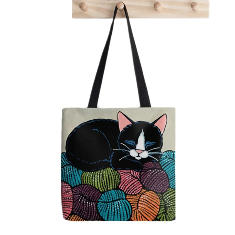 Shopper Cats Against Catcalls Bag Printed Tote Bag women Harajuku shopper handbag girl Shoulder shopping bag Lady Canvas Bag