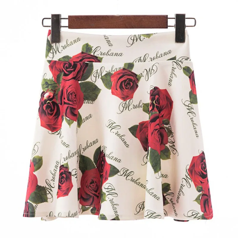 Женские эластичные с высокой талией антибликовые юбки офисные женские большие размеры A Line розовая юбка с цветочным принтом