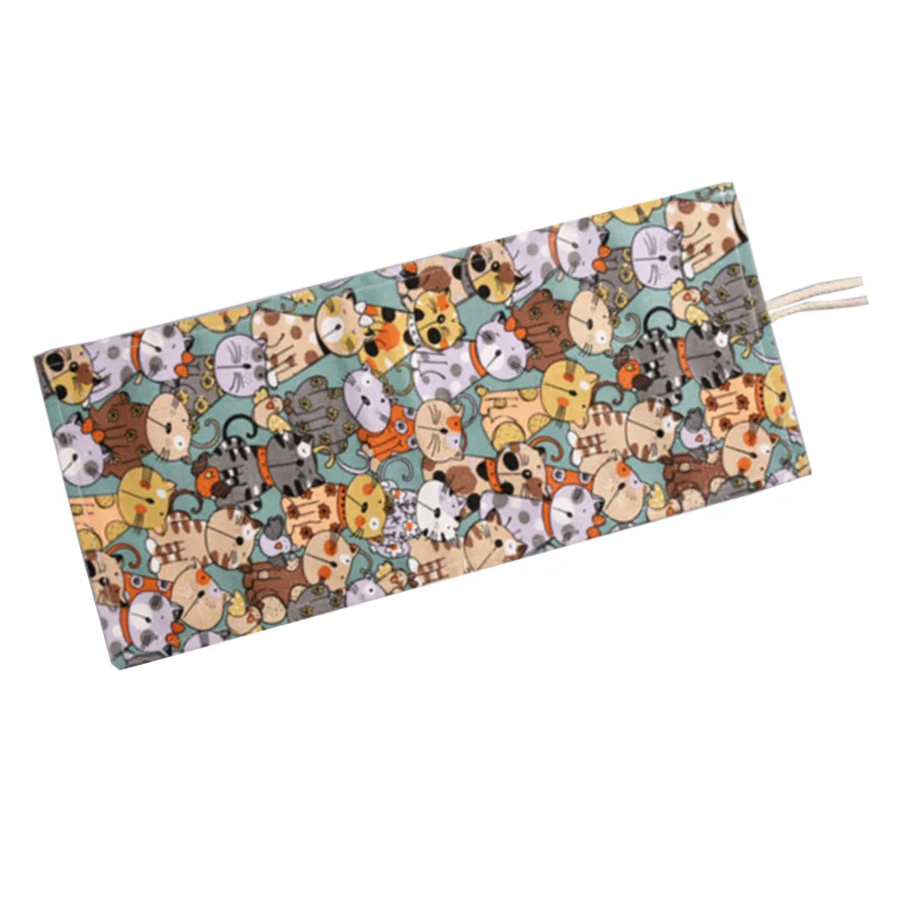 Cute Cartoon Cat School Pencil Case Canvas Penalty 36/48/72 Holes Roll Pencilcase Large Pen Pencil Bag Office Supplies