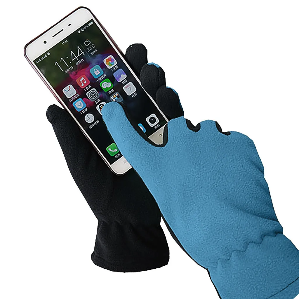 Мужские и женские ветрозащитные теплые зимние перчатки, вязаные варежки для женщин и мужчин, теплые мягкие перчатки# j8 - Цвет: Синий