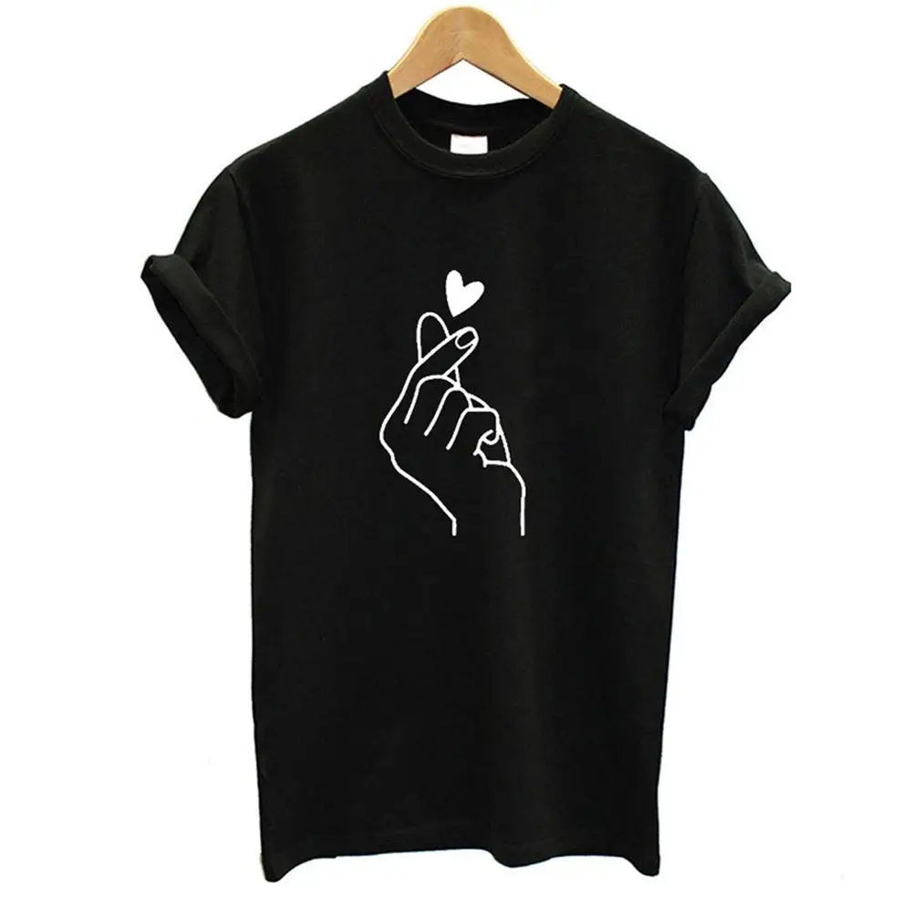 

New Arrival Women T Shirt Graphic Love Hand Funny Summer Tops Tee Shirt Femme Hipster Tshirt