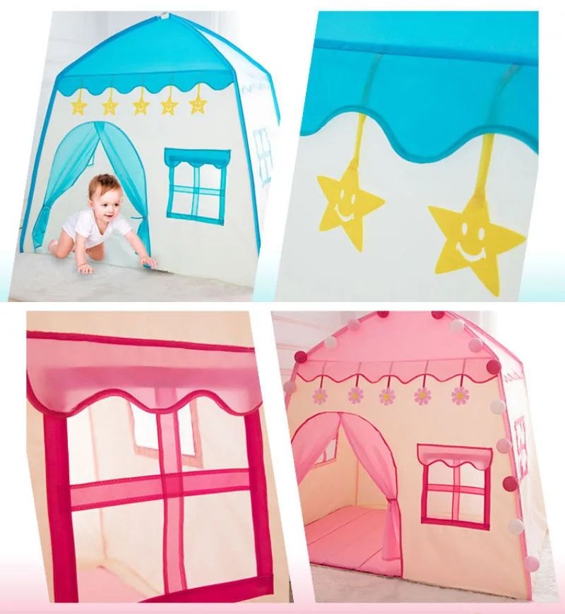 Kids Indoor Outdoor Castle Tent Baby Princess Game House Flowers Blossoming Boy Girl Oversized House Folding Game House Gifts