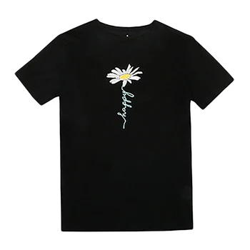 

Daisy Flower Print Tshirts Casual Streetwear Short Sleeve Tops Tees Women Hip Hop Fashion Summer T Shirts female