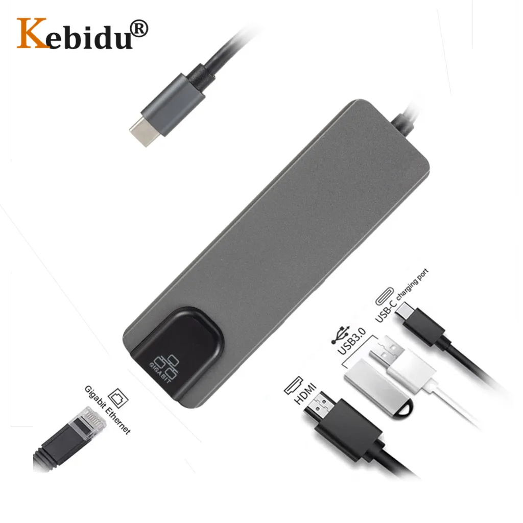5 в 1 usb type C концентратор USB3.1To Rj45 гигабитный кабель Ethernet LAN адаптер HDMI 4K для Mac Book Pro Thunderbolt USB-C type C концентратор