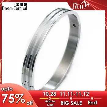 

DreamCarnival 1989 Big Small Size Bangle Set for Lovers Romantic Love Custom Engrave Stainless Steel Cuff Bangle Set Unisex 3087