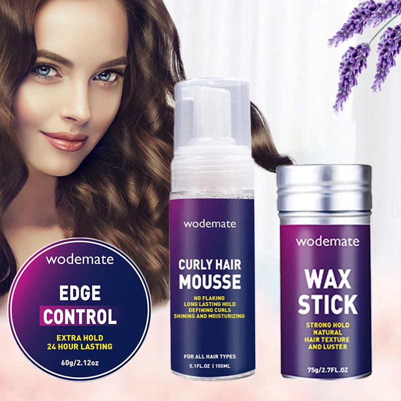 Curly Hair Mousse Strong Hold Hair Foam Mousse+wax Stick For Wig Edge