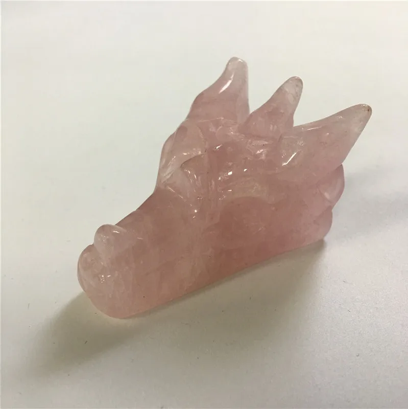 Rose Quartz Высокое качество Crazy Agate Dragon Skull ручная резная Хрустальная Статуэтка-череп для украшения подарка или коллекции XYW - Цвет: Rose Quartz