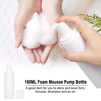 

1pc 150ML(5.2oz) Foam Bottle Mousse Soap Foaming Pump Bottle Plastic White Empty Refillable Portable Travel