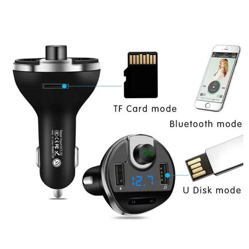 Bluetooth fm-передатчик для CarDual usb зарядки портов громкой связи U Dis TF карта MP3 музыкальный плеер