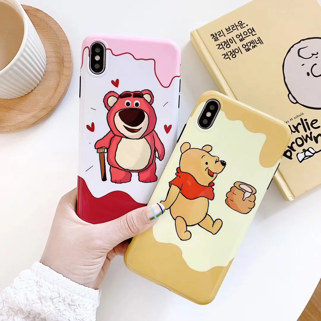 Милый мультфильм Винни Пух клубника медведь чехол для телефона iphone Xs MAX XR X 6 6s 7 8 plus