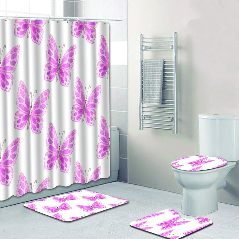 Zeegle Набор ковриков для ванной комнаты, набор штор для душа, коврик для ног из микрофибры, нескользящий коврик для ванной комнаты, моющийся коврик для туалета, аксессуары для ванной - Цвет: 4102