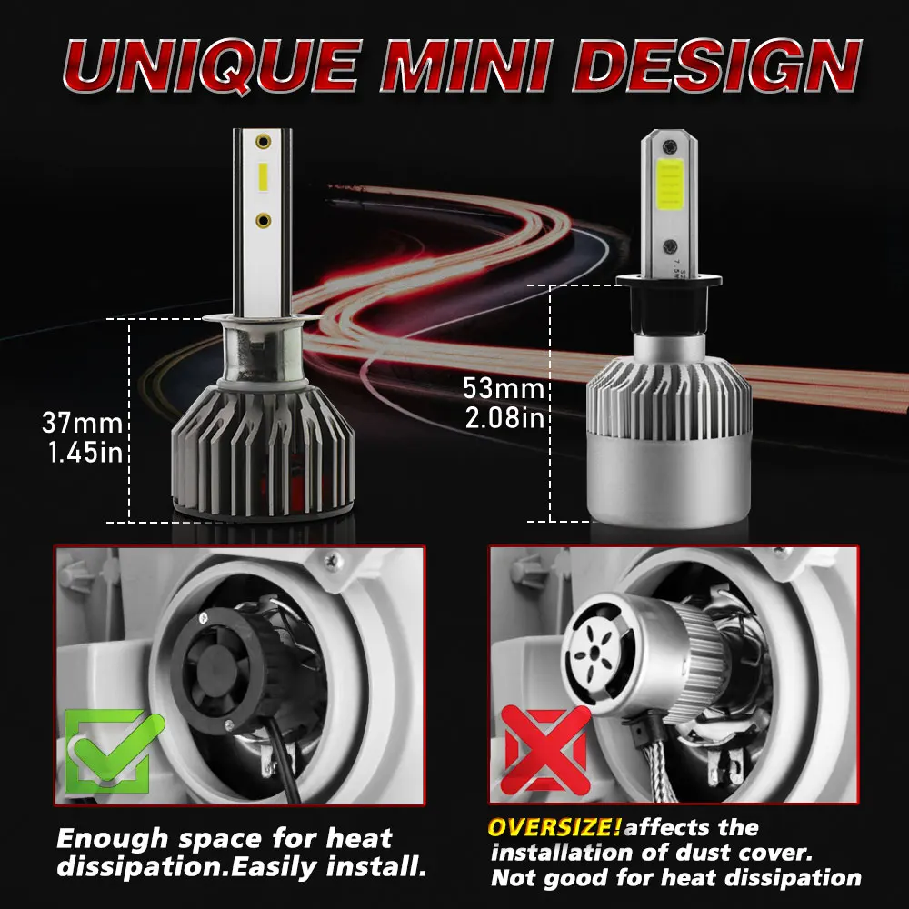 TXVSO8 Super Bright Car Headlights G4 LED Turbo H1 H4 H7 H8 H9 H11 HB3 9005 HB4 9006 Auto Bulb 110W 28000LM Headlamp 6000K