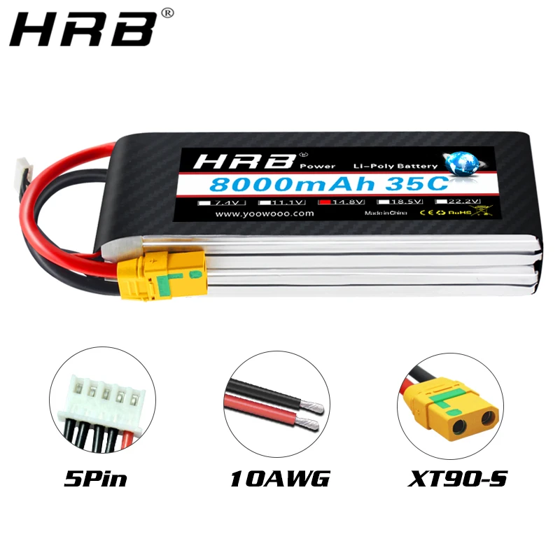 HRB 4S 14 8 V Lipo батарея 8000mah XT150 AS150 XT60 XT90 S T Deans EC5 для TRX Car Quadcopter самолеты Вертолет RC