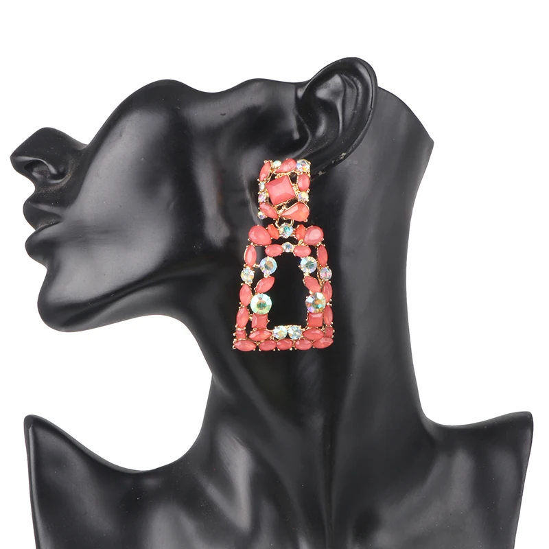 Новинка za Boho стеклянные Висячие серьги для женщин геометрические Свадебные блестящие висячие серьги с хрустальными подвесками ювелирные изделия