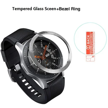 

Stainless Steel Bezel Ring Cover For Samsung Gear S3 Classic Fontier Galaxy Watch 46mm With Tempered Glass Screen Protector