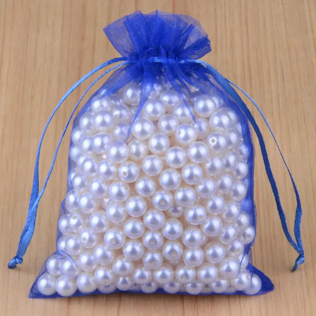 100pcs 24 Colors Jewelry Packaging Bag 5*7 7*9 9*12 10*15cm Organza Bags Gift Storage Wedding Drawstring Pouches Wholesales 17 Dark blue