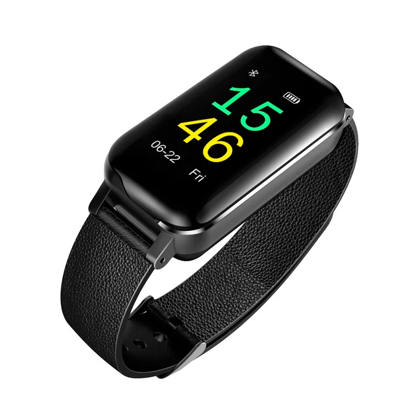 

T89 Color Screen Dual Handle Smart Bracelet Heart Rate Blood Pressure Monitoring Earphones Bracelet-in-Smart on Ear Bluetooth 5.