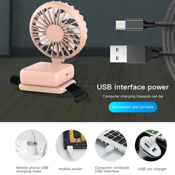 

Summer Mini Fan With Clip USB Mini Desktop Fans Hanging Clip Backpack Pocket Home Office Travel Students Air Cool Fans