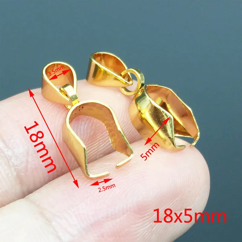 18mm Gold 10 шт., нержавеющая сталь, Зажимная застежка, висячий Шарм, подвеска из бисера, коннектор, золотой, матовый, серебряный тон, для изготовления ювелирных изделий - Цвет: 18mm Gold