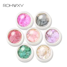 ROHWXY, 1 коробка, красивая оболочка Abalone, 3D Шарм, дизайн ногтей, украшения, ломтик, сделай сам, красота, ногти, декоративные наклейки для маникюра, ювелирные изделия