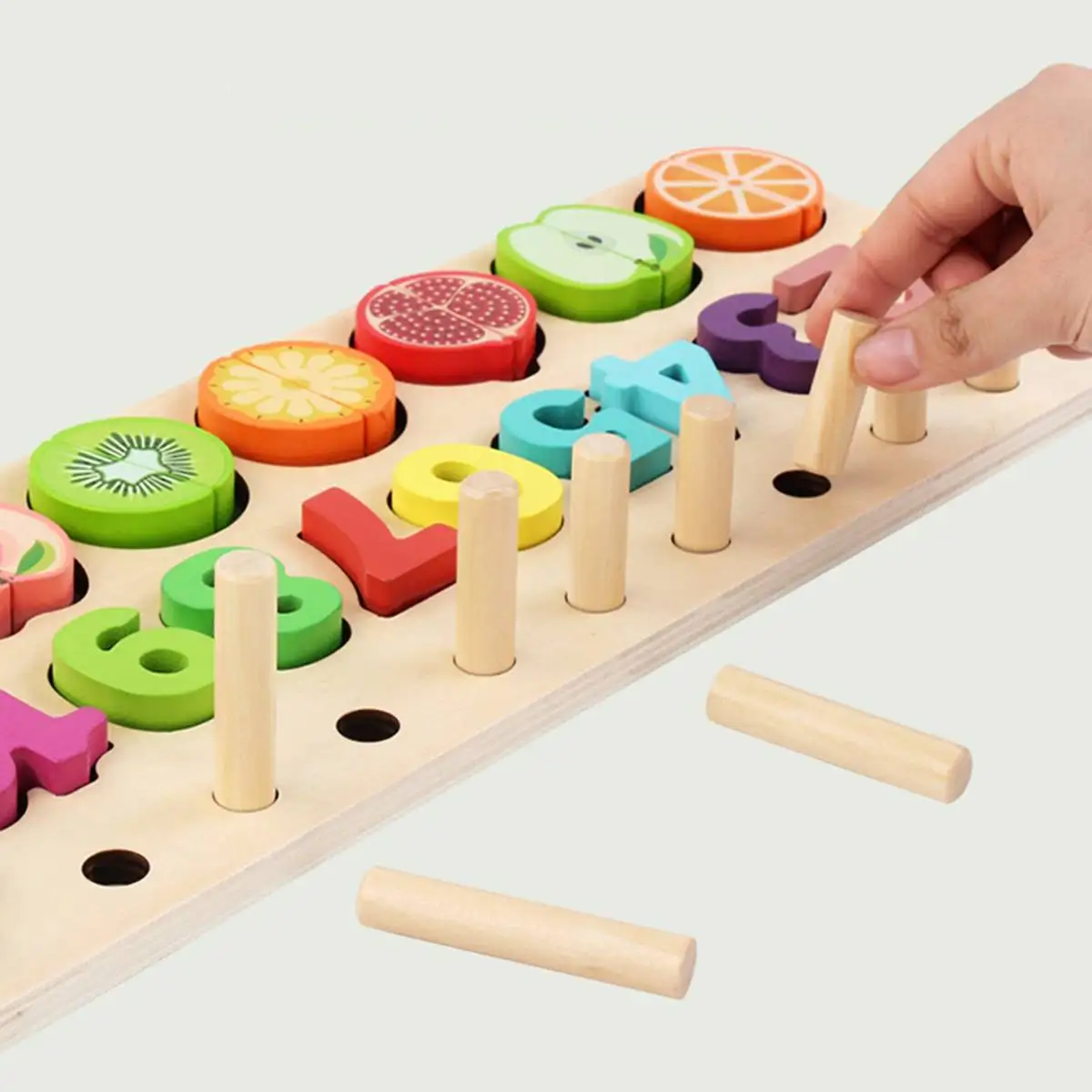 Children Wooden cut fruit Toys kids 3 in 1 Count Numbers Matching Fruits Educational Teaching Math Montessori Gift