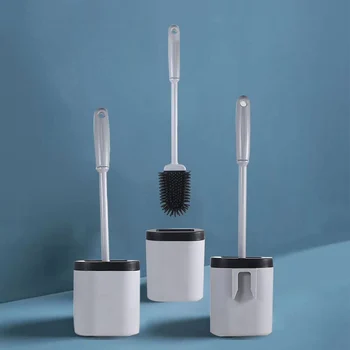 

1PC Silicone Toilet Brush Durable ThermoPlastic Rubber Brush Wall-mounted Bathroom Toilet Brush Holder Set Bathroom Tool