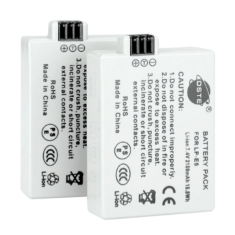 1/2 шт. 2100 мАч 7,4 V 15.5Wh DSTE LP-E5 LPE5 Камера Батарея для Canon 450D 500D 1000D рамочный цифровой X2 X3 F Rebel XSi Xli XS