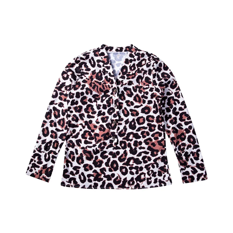 Women Long Sleeve Leopard Skin Prinetd Blouse Sexy Autumn Casual V-neck Blouse Shirt Slim V Neck Leotard Tops Fashion Slim Shirt - Цвет: As Photo Show