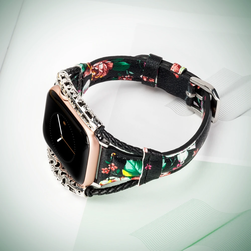Кожаный ремешок для Apple Watch Band для женщин тонкий переплетение двойное кольцо браслеты Замена Группа аксессуары для iwatch 4/3/2/1