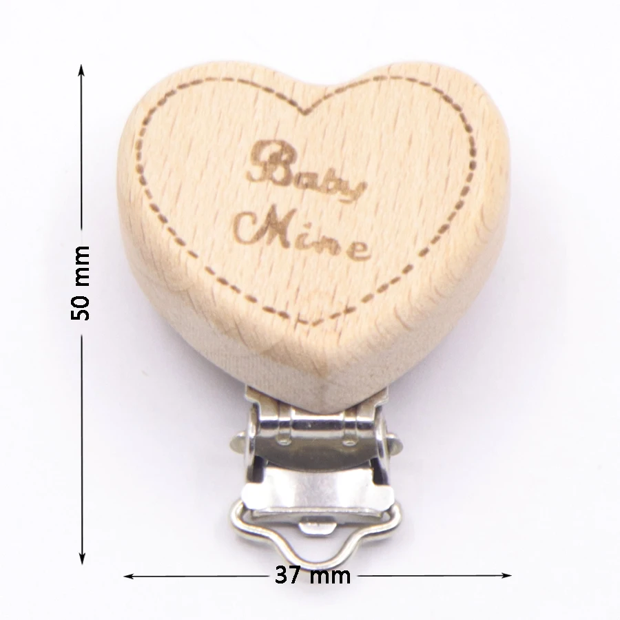 5Pcs/Lot Food Grade Beech Wooden Clip Animal Heart Shape Dummy Clip for Baby Teething Pacifier Chain Holder DIY Accesories 6