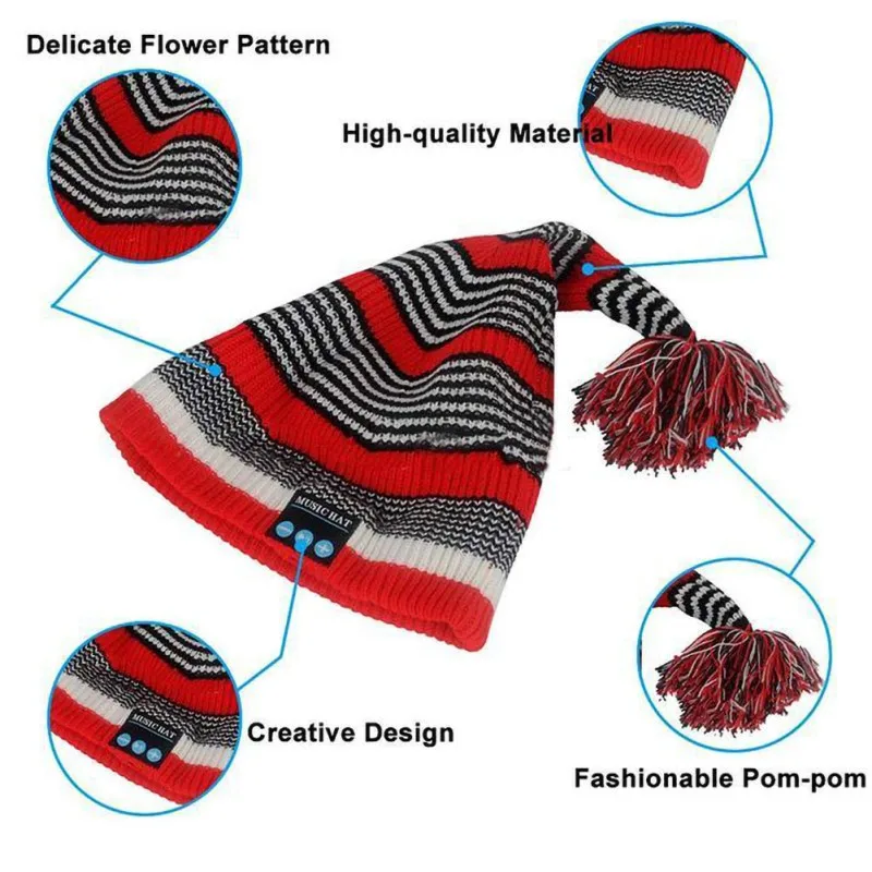 Hot Unisex Bluetooth Beanie Music Hat Christmas Winter Soft Warm Wireless Speaker Hat Earphones Headphones