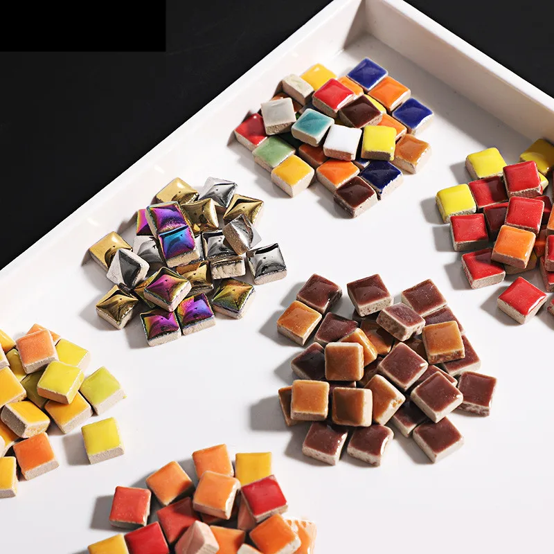 Description Picture 3 of item80g/2.82oz(Approx. 80pcs) Big Porcelain Mosaic Tiles 9.5mm Square Ceramic Mosaic Making Tiles Handmade DIY Crafts Materials