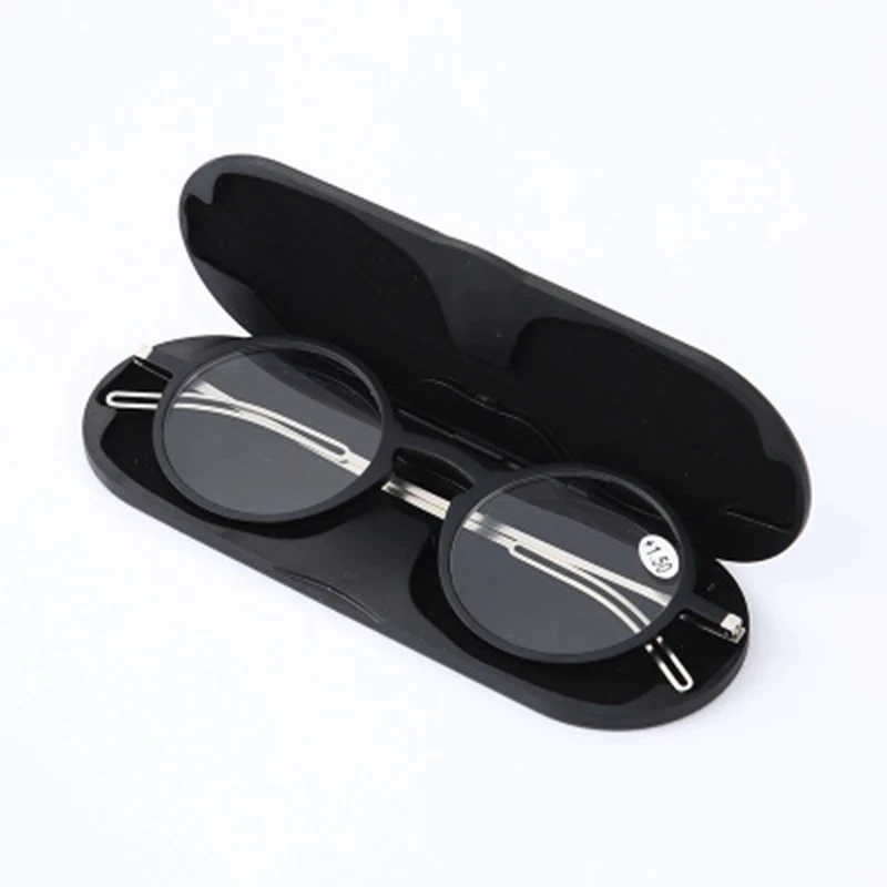 Light Reading Glasses Ultrathin Protable Far Sight Eyeglasses Anti-Blue Ray Spectacles Eyeglasses With Case Round Frame Glasses 2