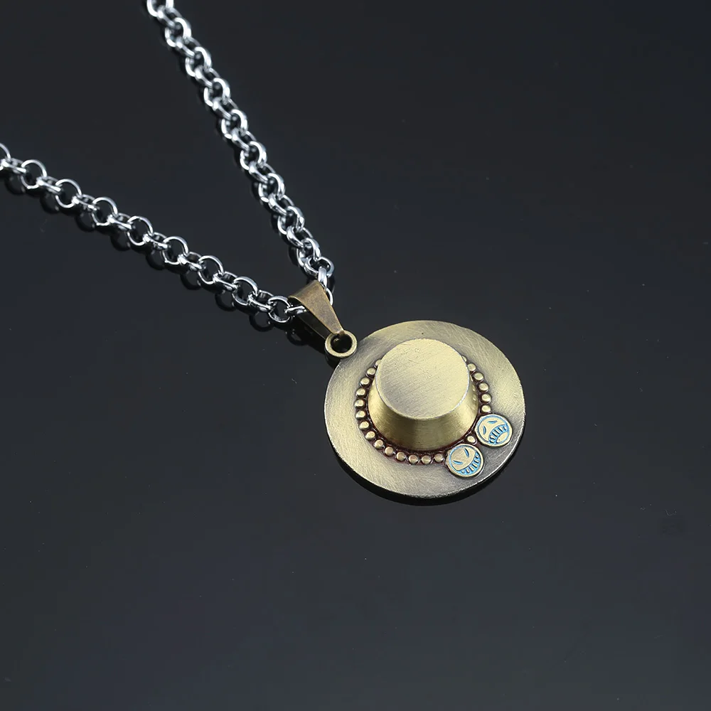 Anime One Piece Metal Necklace Luffy Ace Pirate Skull Hat Pendant Chain Choker Man Cartoon Necklaces Charm Jewelry Collar Gift