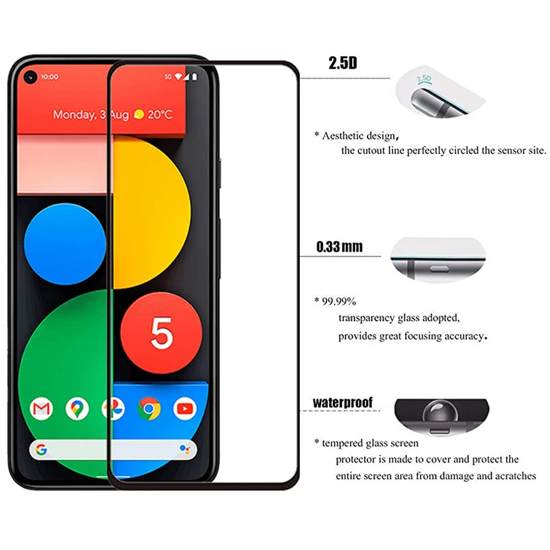 Full Cover Tempered Glass For Google Pixel 5 4 3 2 1 Pixel 4a 3a Screen Protector For Google Pixel 4 XL 3a XL 2 XL XL Glass Film — view 3