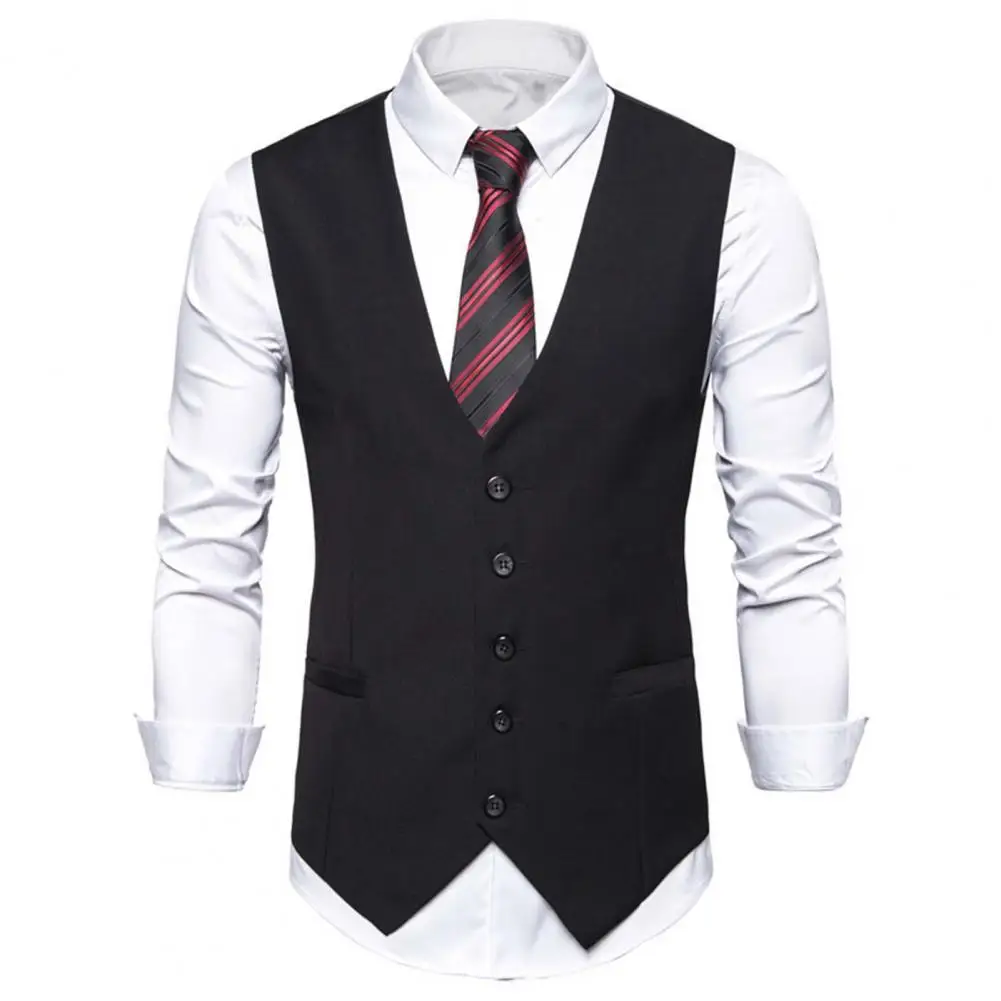 Solid Color Suit Vest Men Slim Fit Waistcoat Gilet Homme Formal Businss Vest Sleeveless Jacket Male Waistcoat жилетка мужская