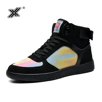 

X Brand Black High top Sneakers Men Couple Shoes Spring Fashion Colorful High Casual Shoes Men Footwear zapatillas hombre 2020
