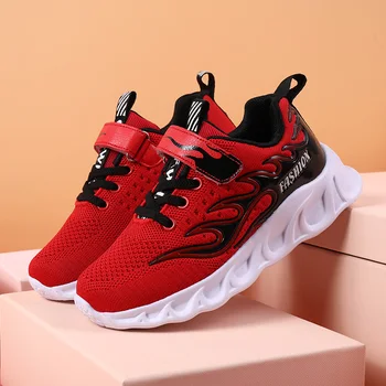

New Arrival Children Sport Shoes for Boy Red Kids Running Shoe Rubber Jogging Walking Boys Shoes Breathable Children Flat Shoes