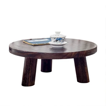 

modern small table solid wood table mini round table tatami coffee table Japanese style tea table 40/50*21 cm minimalist mesa
