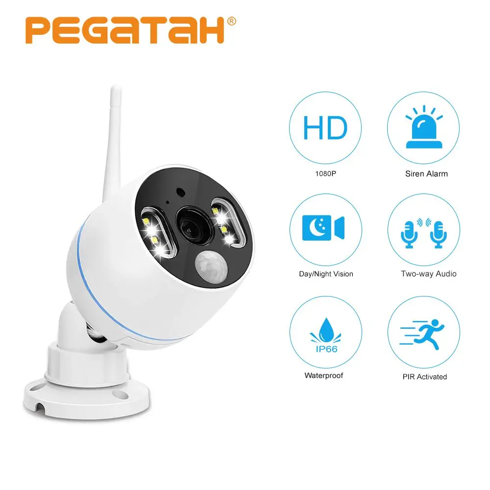 1080P ip wifi камера наружная Домашняя безопасность прожектор сирена сигнализация