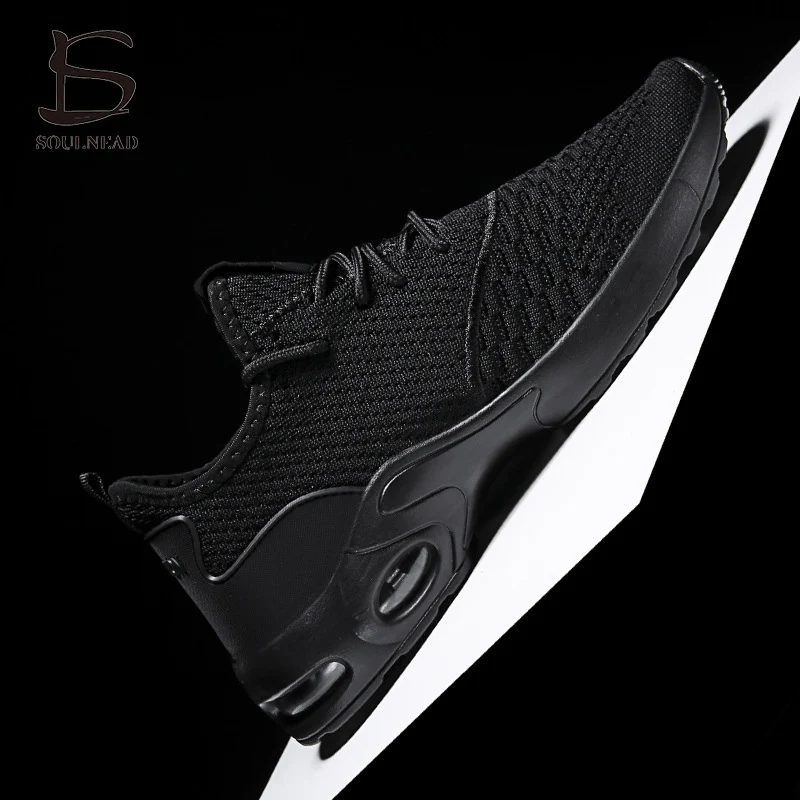 Korean Version Of Flying Weaving Air Cushion Sneakers Men's Trend Cushioning Casual Shoes Lightweight Non-Slip Running Shoes